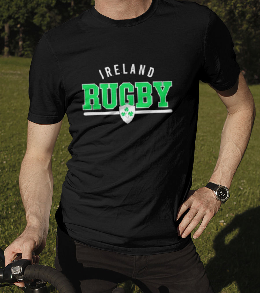 Ireland Rugby Wordmark Nations Supersoft Logo Shamrock Shield T-Shirt