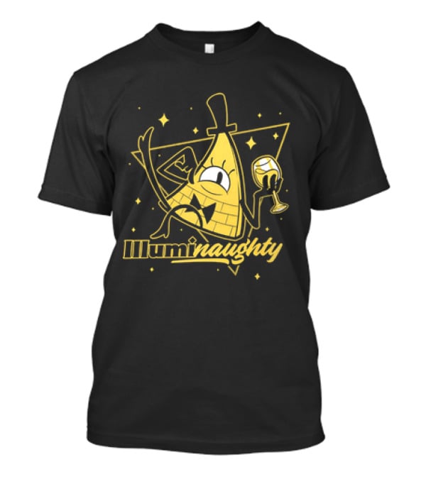Illuminaughty Naughty Bill Cipher With Drink And Stars T-Shirt