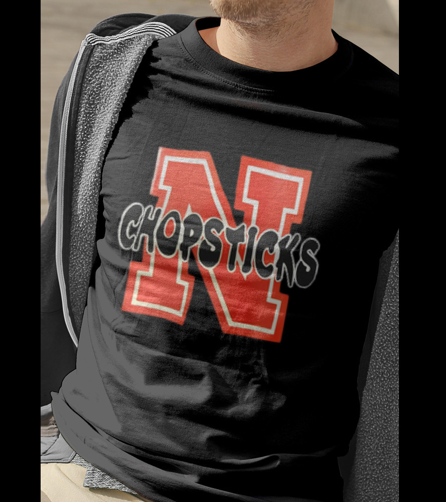 Nebraska Chopsticks Red Letter N T-Shirt