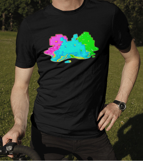 Space Invaders Melting Retro Arcade Aliens T-Shirt
