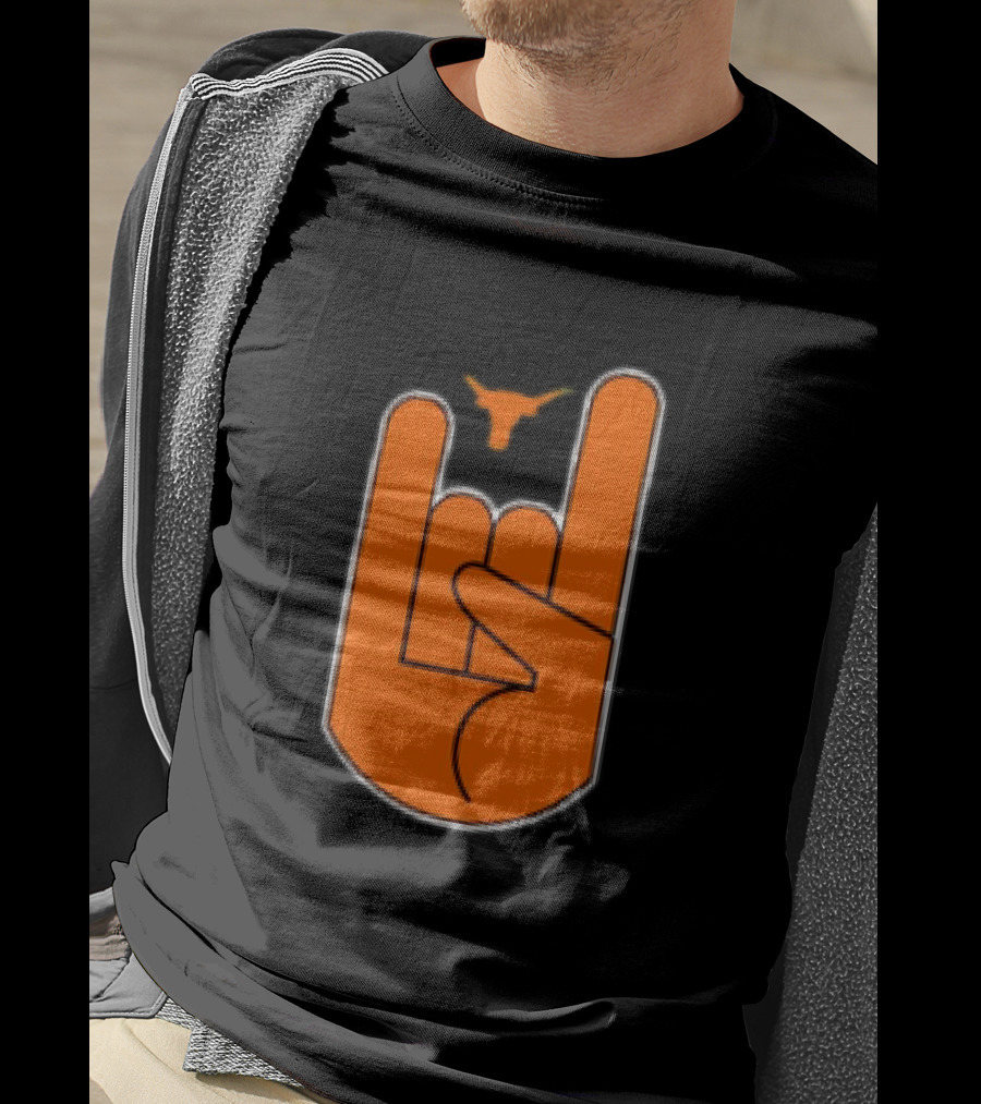 Texas Longhorns Hook ‘Em Hand Gesture With Longhorn T-Shirt
