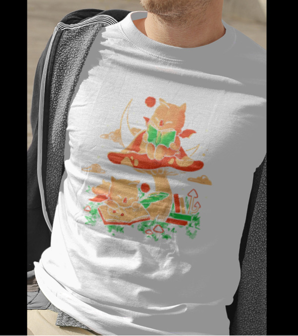 Cat Kupo Moogles Reading On Mushroom With Books T-Shirt