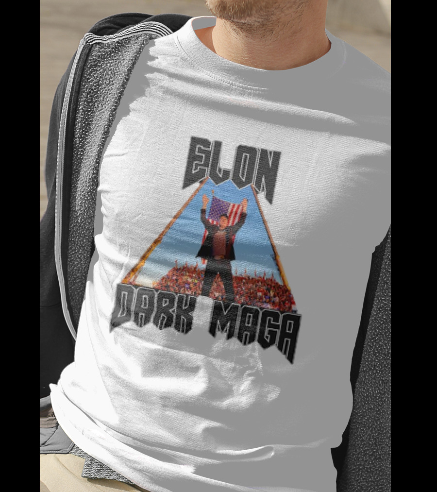 Elon Dark MAGA American Flag Crowd Symbolism T-Shirt