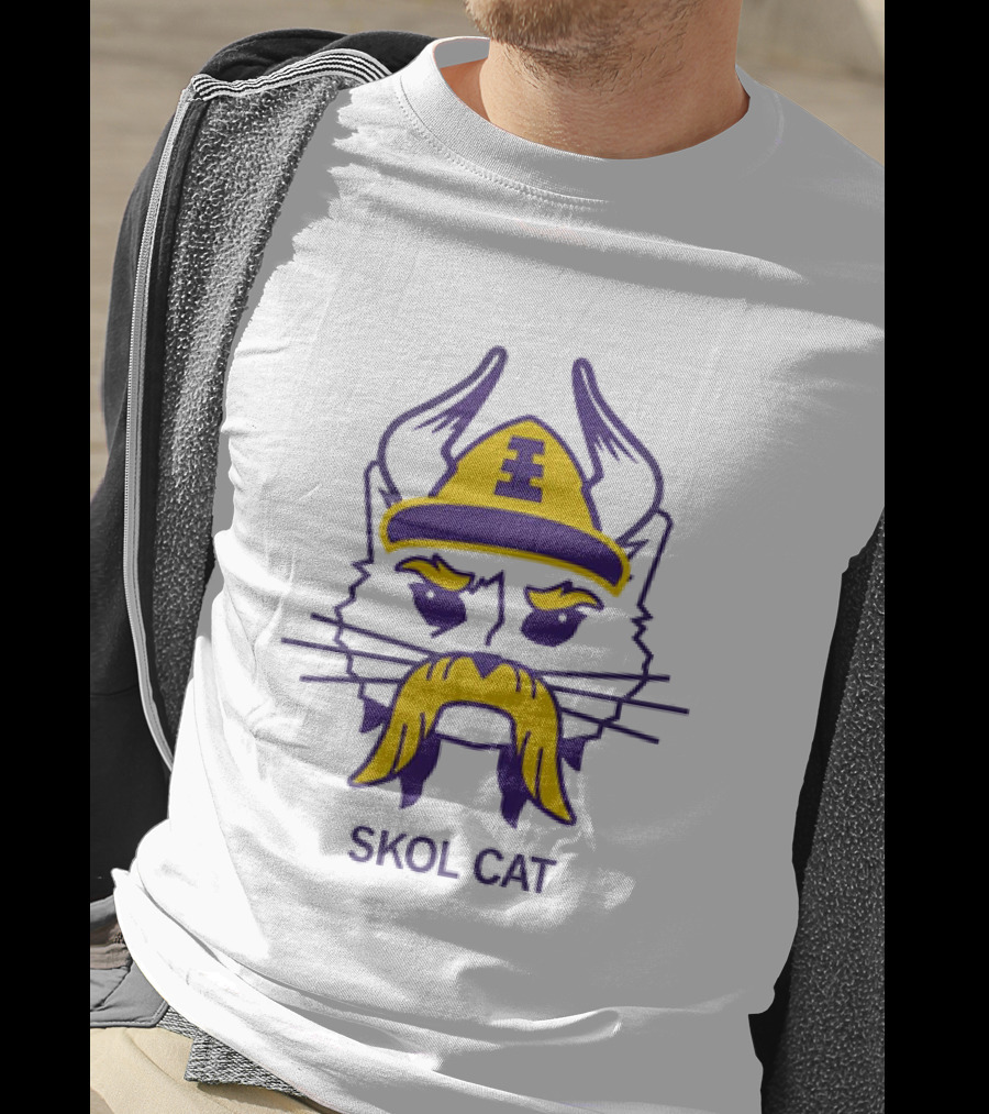 Los Angeles Lakers Skol Cat Viking Helmet Mustache T-Shirt