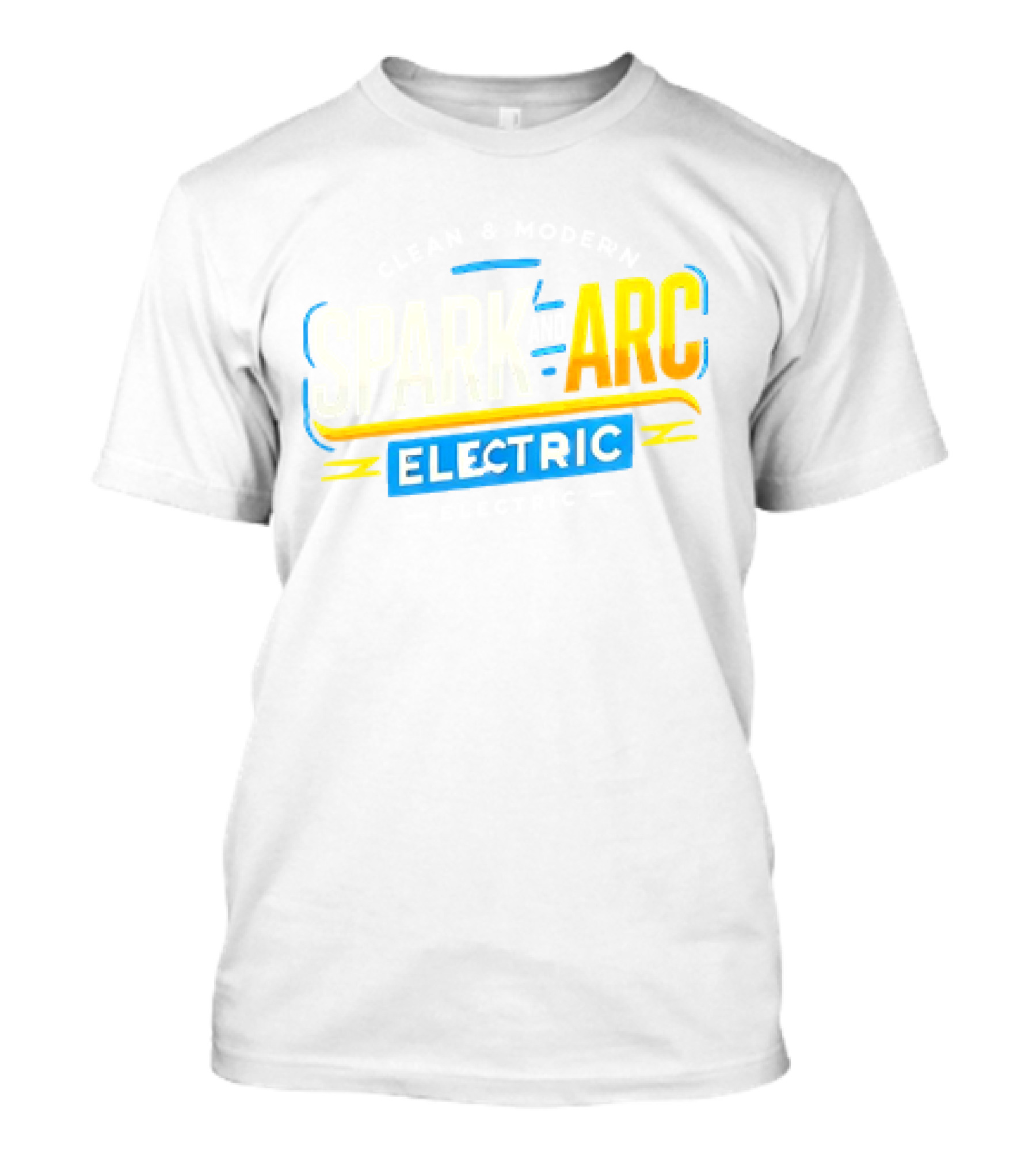 Spark And Arc Electric Bold Yellow And Blue Text T-Shirt