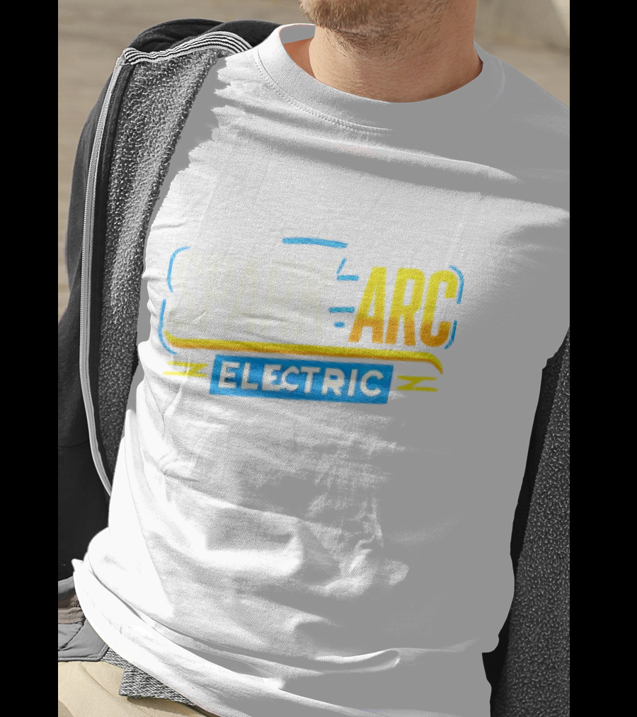 Spark And Arc Electric Bold Yellow And Blue Text T-Shirt