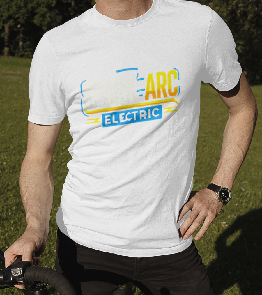 Spark And Arc Electric Bold Yellow And Blue Text T-Shirt