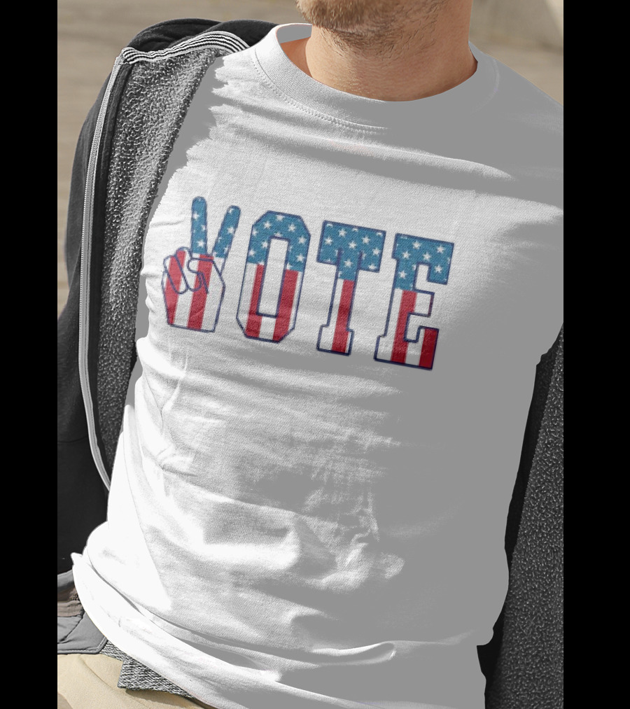 USA Flag Hand Gesture Vote T-Shirt