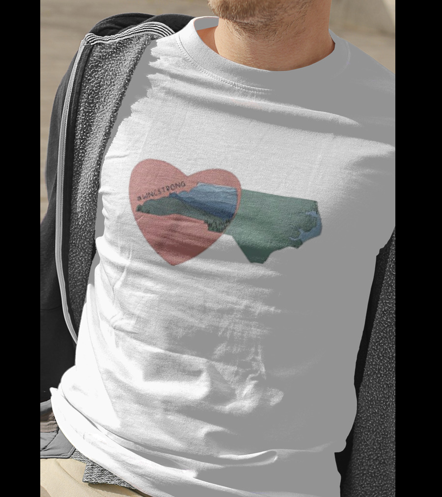 WNC Strong Heart With North Carolina Mountains Map T-Shirt