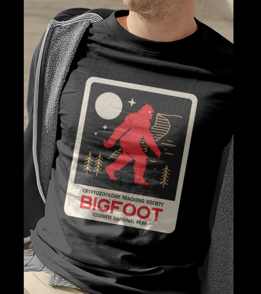 Bigfoot Cryptozoology Tracking Society Moonlit Yosemite National Park T-Shirt