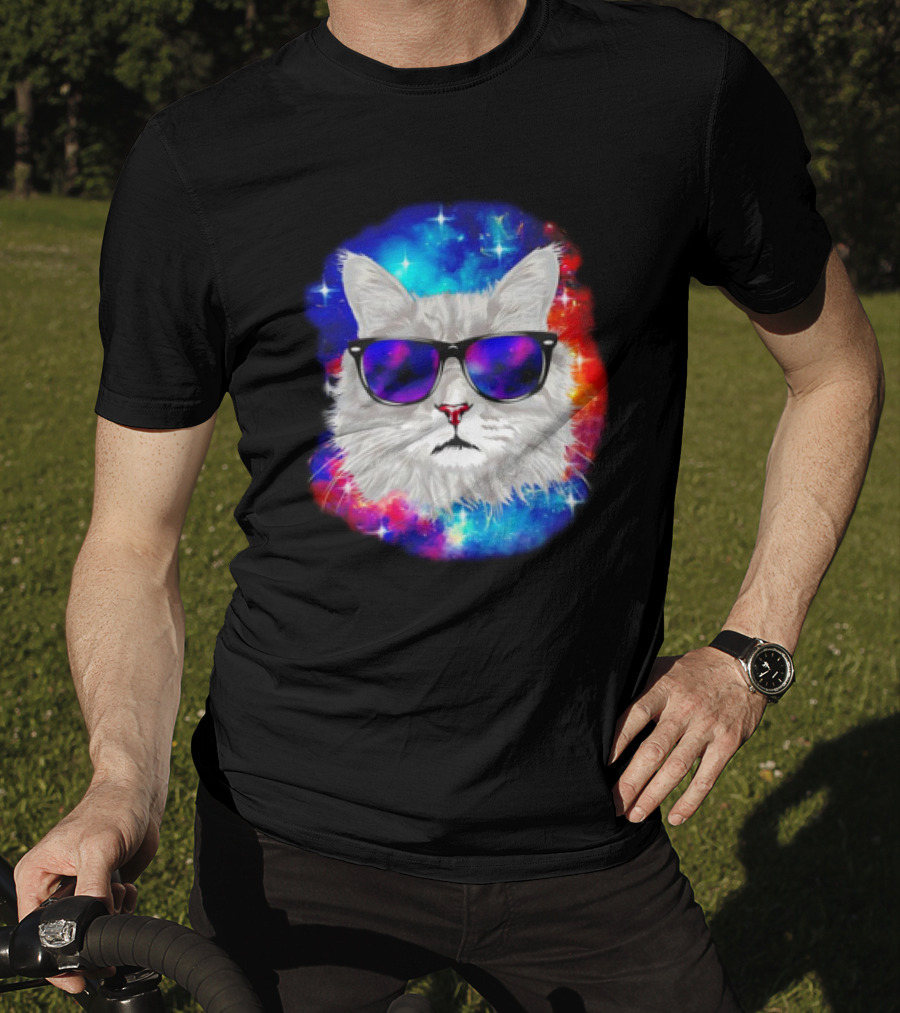 Cool Cat Space Shades Galaxy T-Shirt