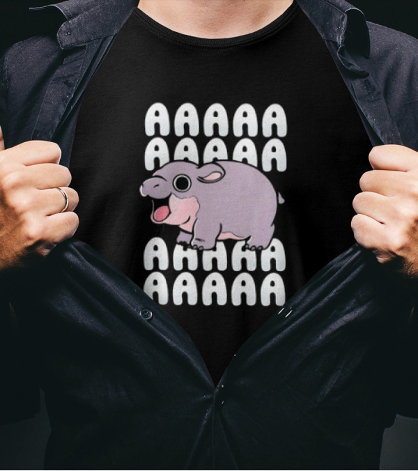 Moo Deng Screaming Hippo AAAAAAAAA Funny Hippo Meme T-Shirt