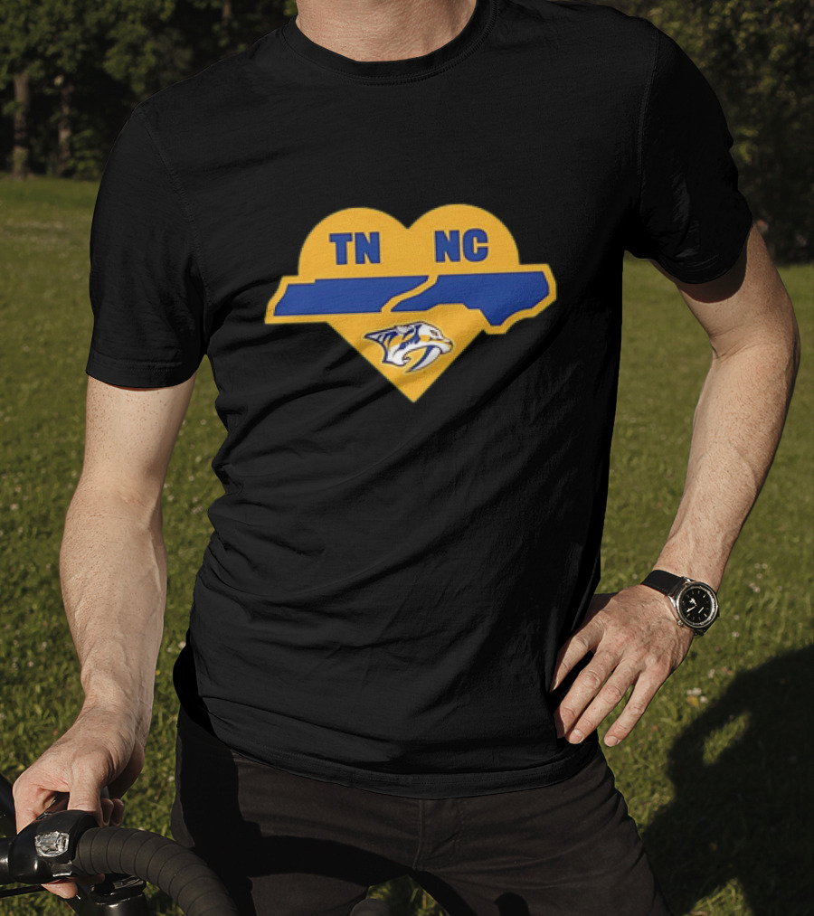 Nashville Predators TN NC Heart Logo Icon With State Outline T-Shirt