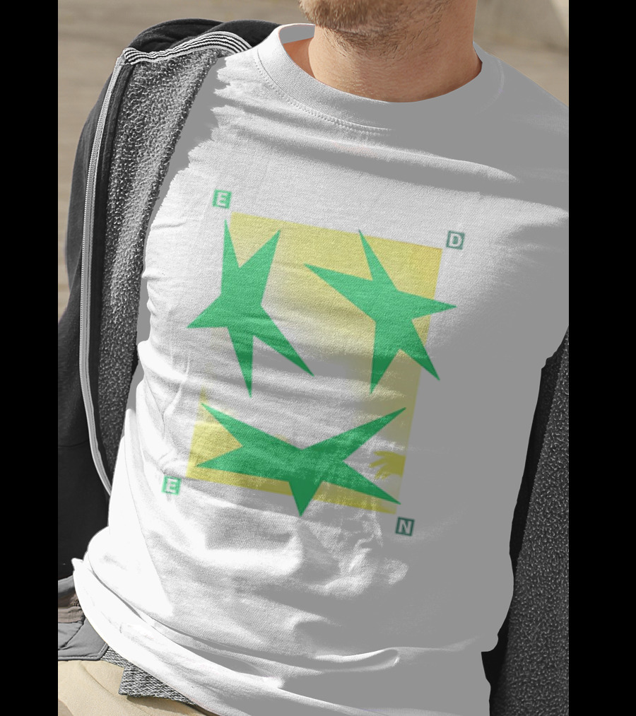Eden Star Green Tri-Star Design With Yellow Background T-Shirt