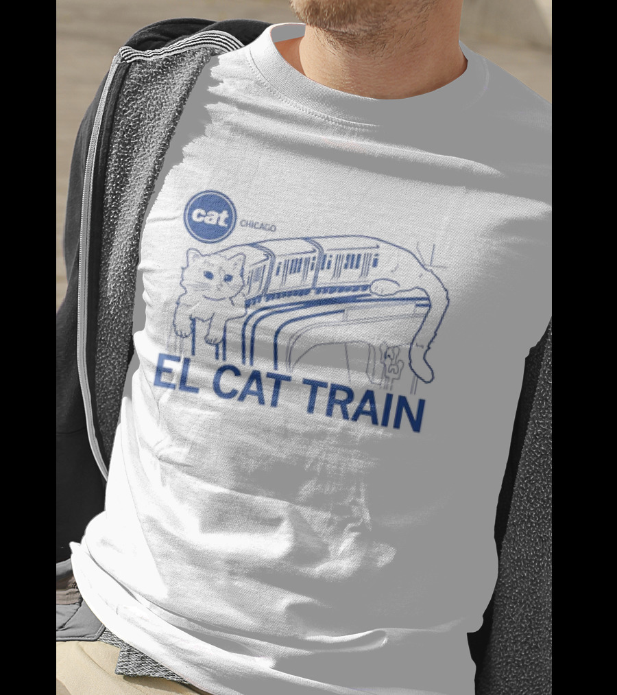 El Cat Train Chicago CAT Railway Sketch T-Shirt