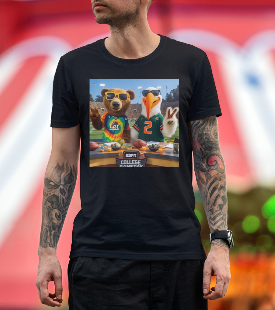 Cal vs Miami 2024 ESPN College Gameday Showdown with Mascots T-Shirt