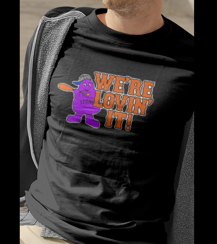 New York Mets LFGM Grimace We're Lovin' It T-Shirt