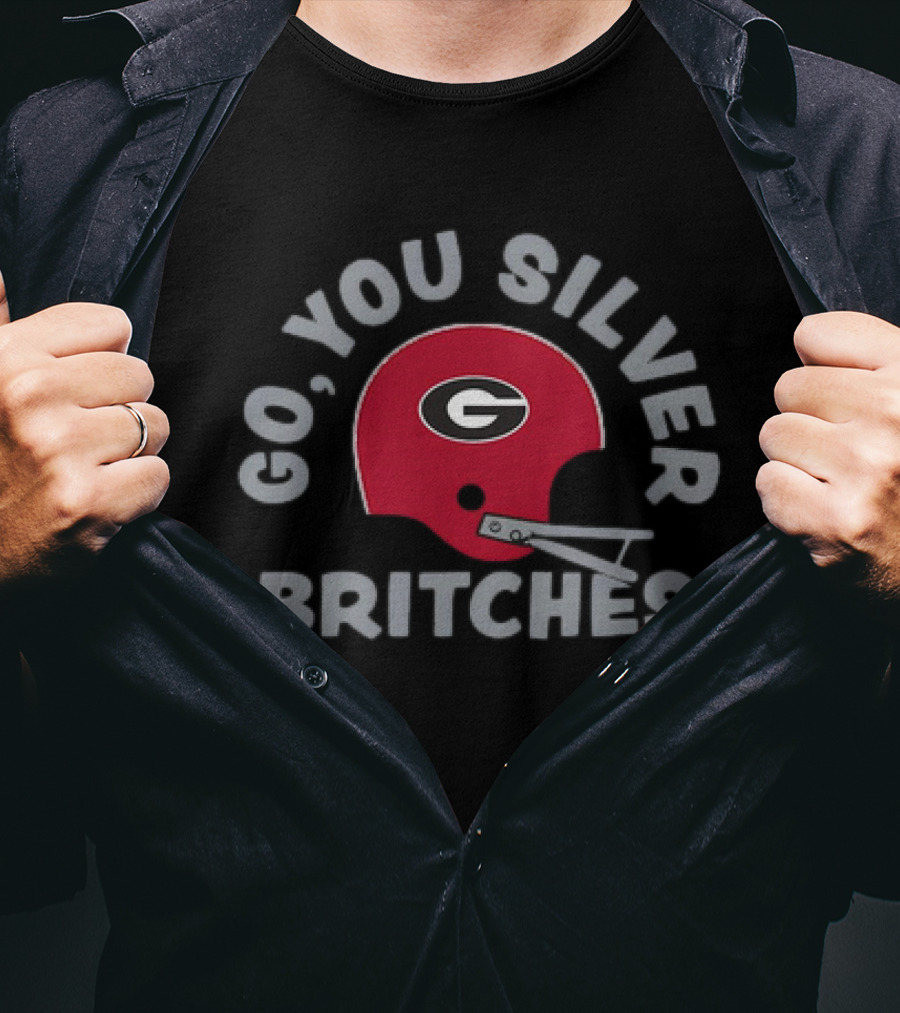 Georgia Football Go You Silver Britches Vintage Helmet T-Shirt