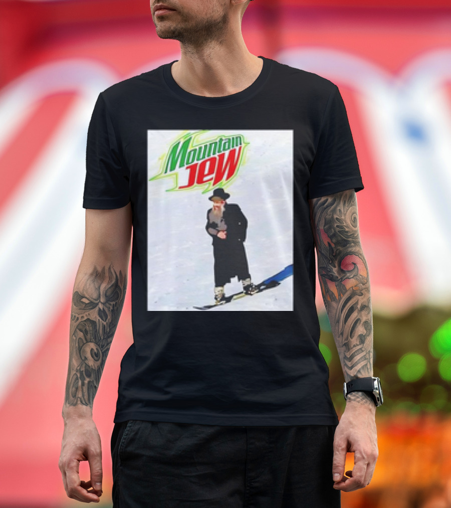 Mountain Jew Skiing Parody on Iconic Soda T-Shirt