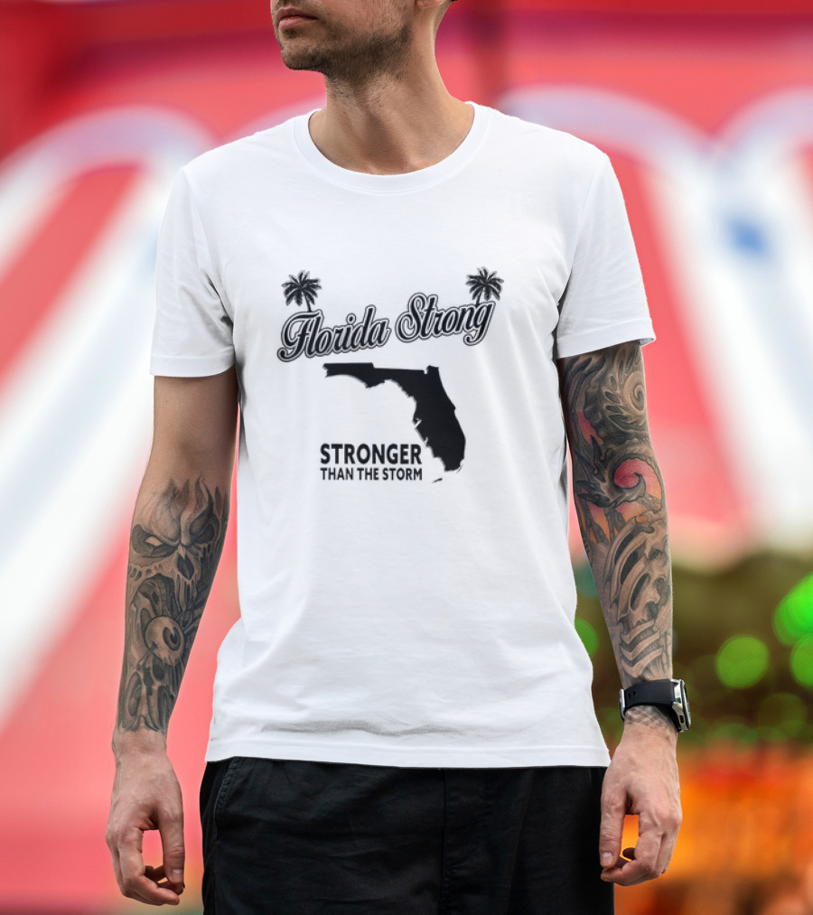 Florida Strong Stronger Than the Storm Map with Palm Trees T-Shirt