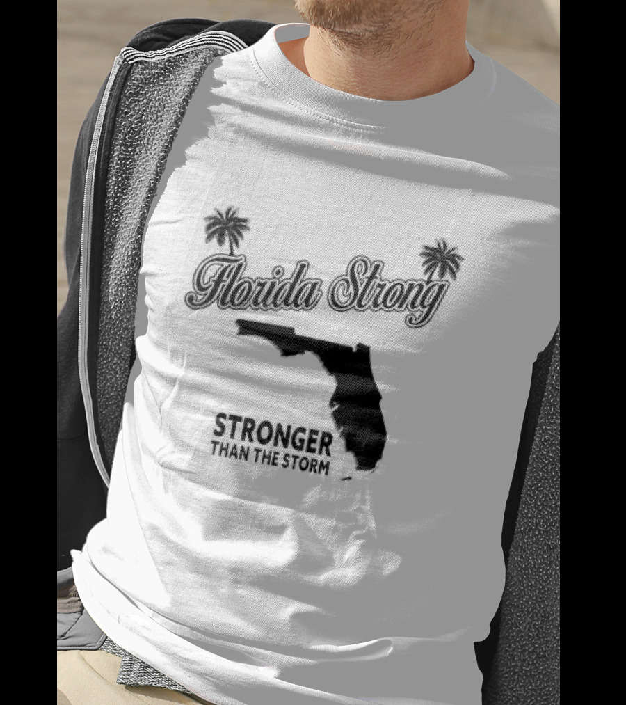 Florida Strong Stronger Than The Storm Map With Palm Trees T-Shirt