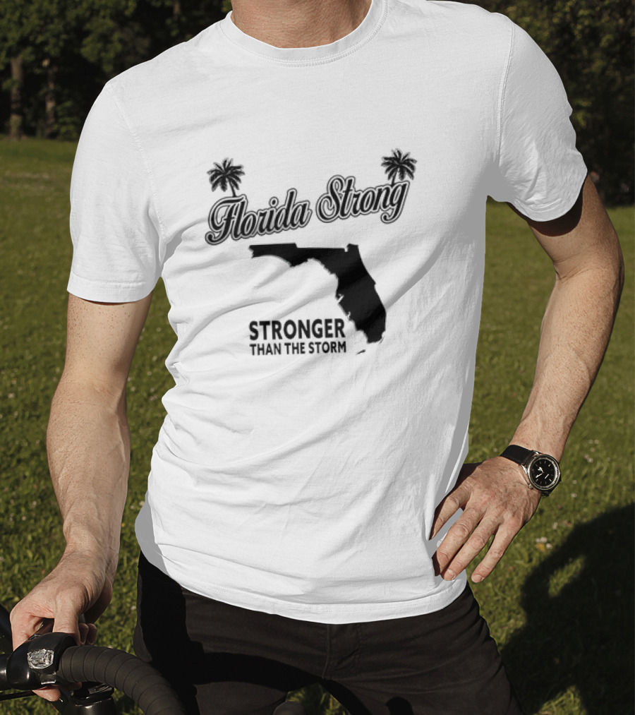 Florida Strong Stronger Than The Storm Map With Palm Trees T-Shirt
