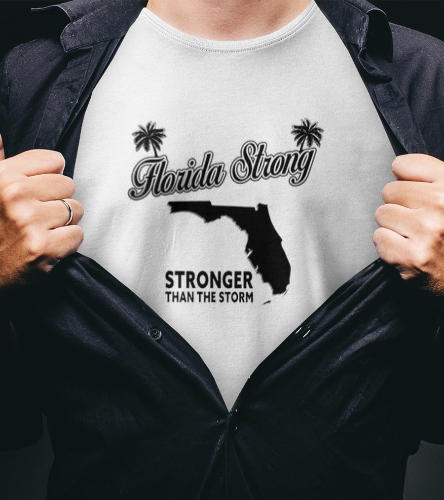 Florida Strong Stronger Than The Storm Map With Palm Trees T-Shirt