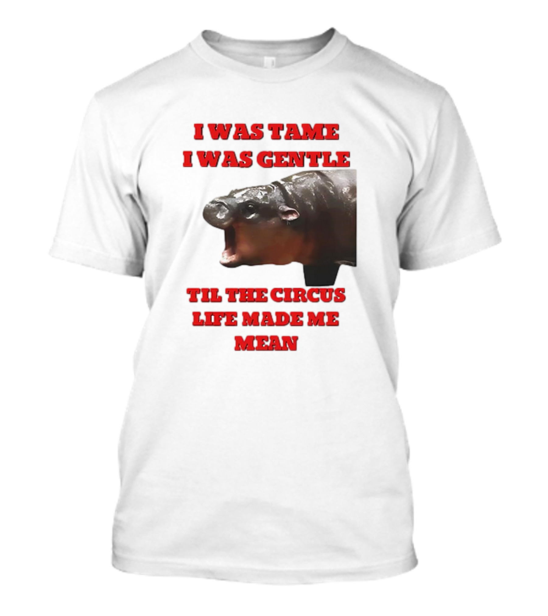 I Was Tame I Was Gentle Til The Circus Life Made Me Mean Roaring Hippopotamus T-Shirt
