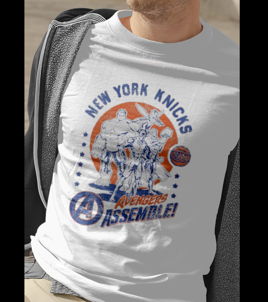 New York Knicks Avengers Assemble NBA Marvel Collaboration T-Shirt