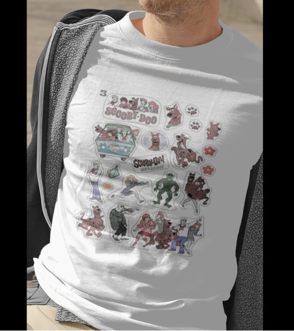 Scooby-Doo Where Are You Character Stickers Scooby-Doo Scooby-Doo Gang And Mystery Machine Stickers T-Shirt