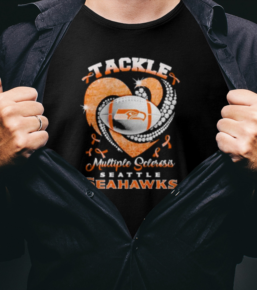 Tackle Multiple Sclerosis Seattle Seahawks Diamond Heart T-Shirt