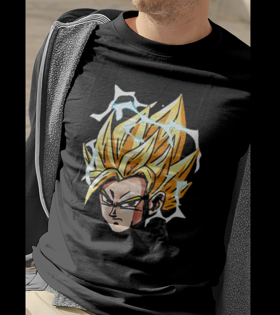 Son Goku Super Saiyan Dragon Ball Z Lightning Aura Face T-Shirt