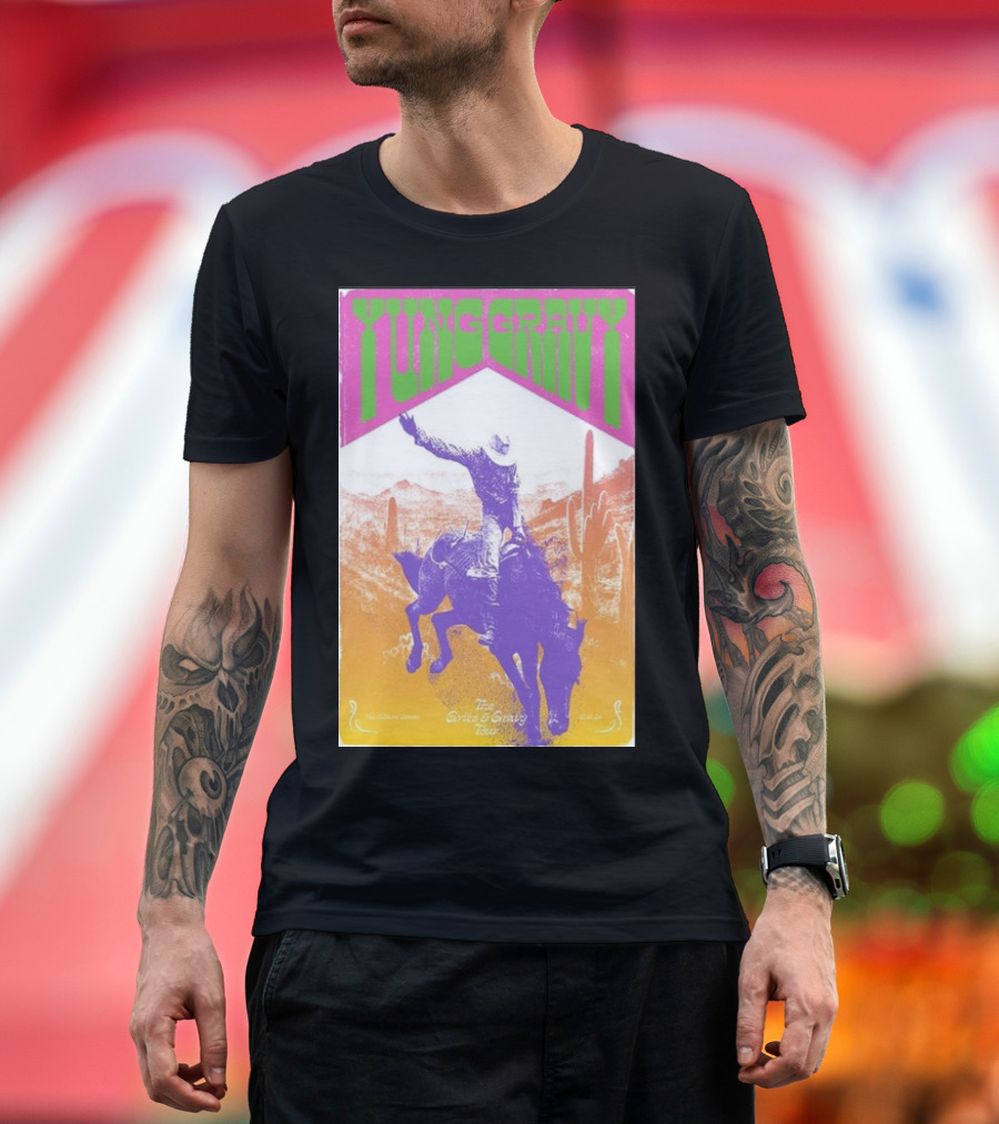 Yung Gravy The Gravy Train Tour The Fillmore Detroit In Detroit, MI Oct 12 2024 Event Rider Cactus Scene T-Shirt