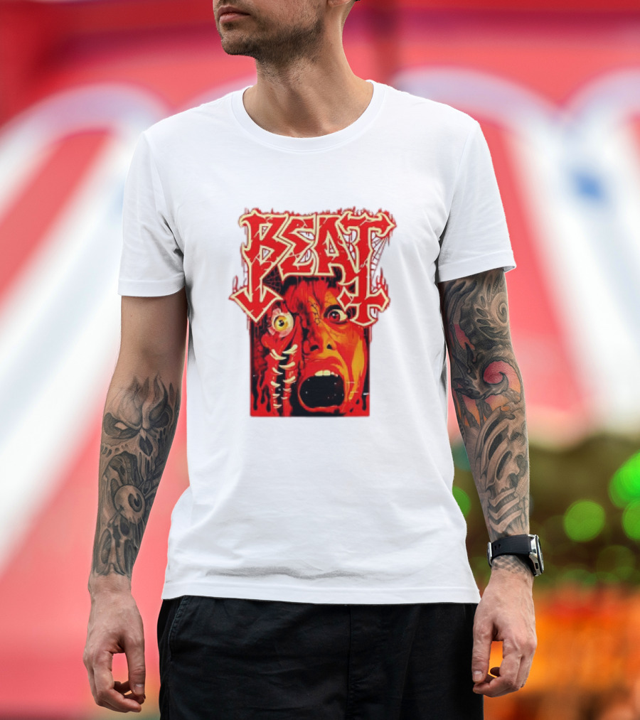 Beat Mutation Horror Zombie Face with Screaming Expression T-Shirt