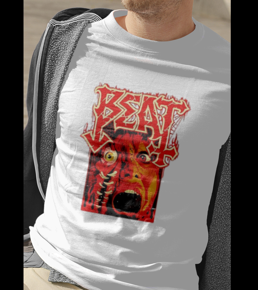 Beat Mutation Horror Zombie Face With Screaming Expression T-Shirt