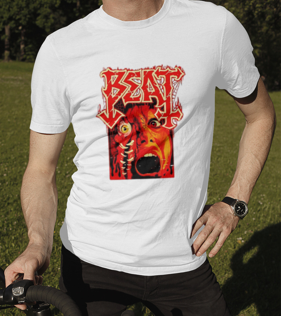 Beat Mutation Horror Zombie Face With Screaming Expression T-Shirt
