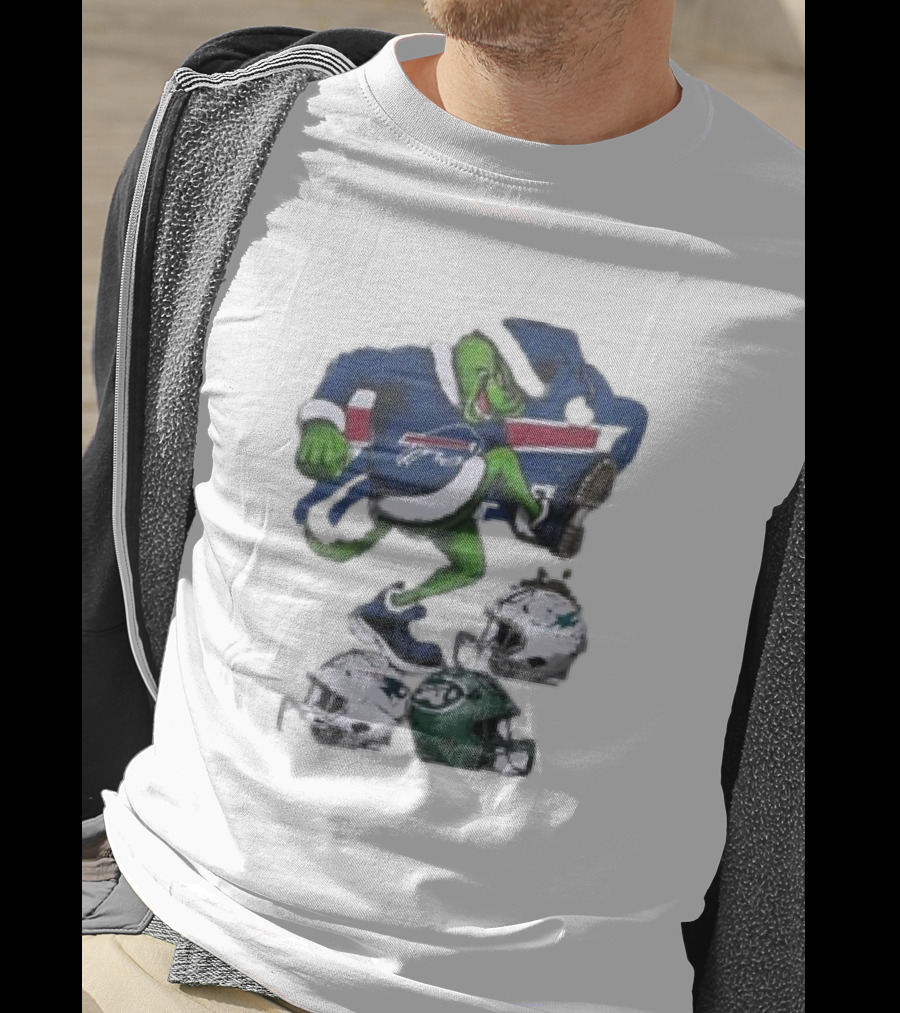 Christmas Grinch Buffalo Bills Stomp Helmets NFL Teams T-Shirt