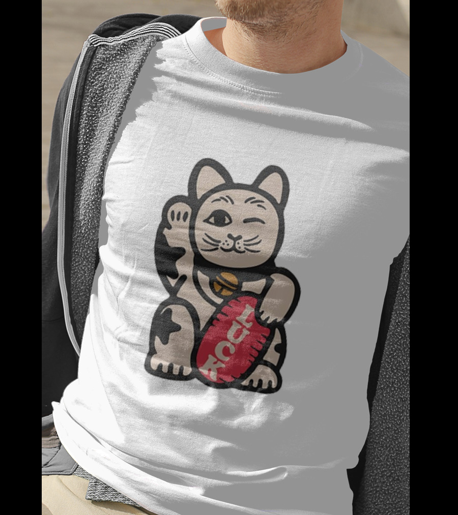Maneki Lucky Cat Winking With Luck Sign T-Shirt