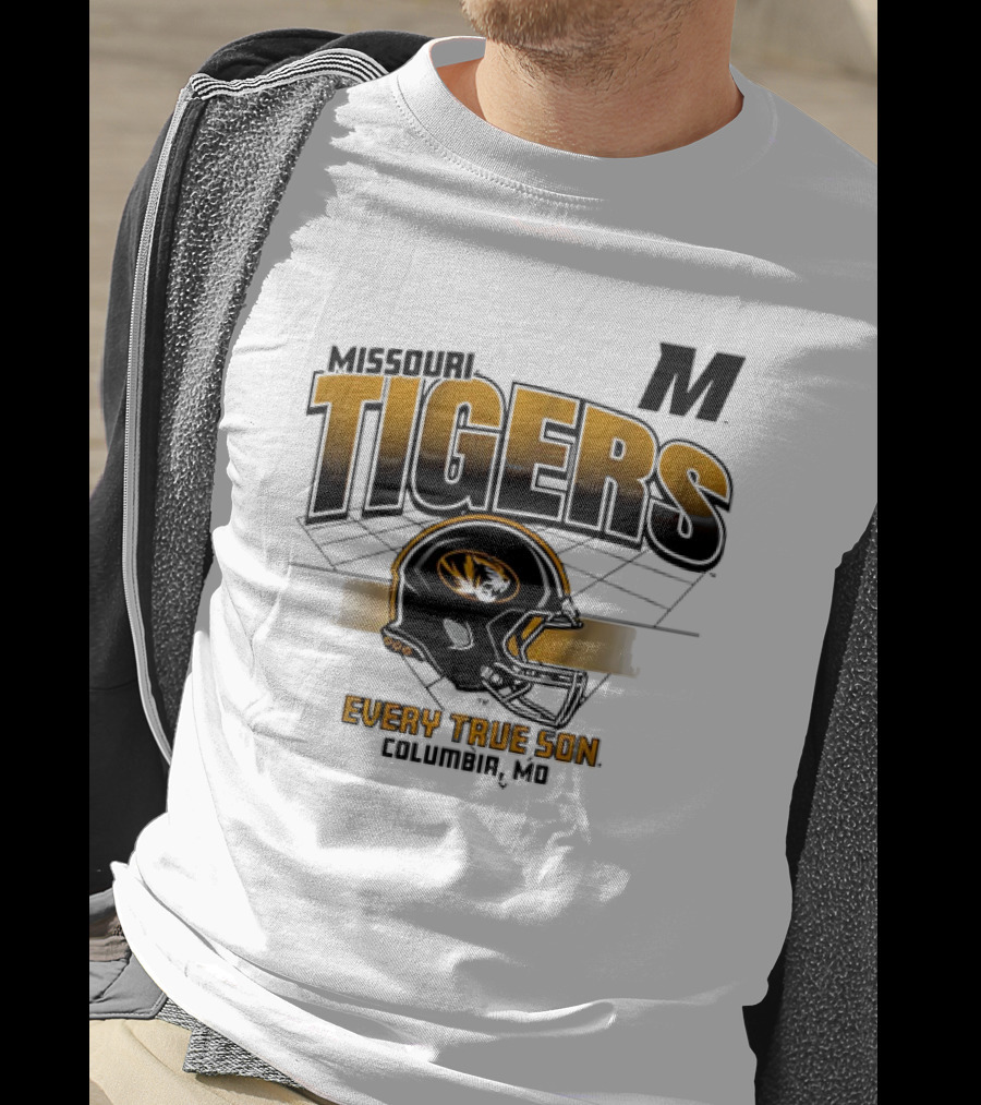 Missouri Tigers Football Helmet Every True Son Columbia MO Vintage T-Shirt