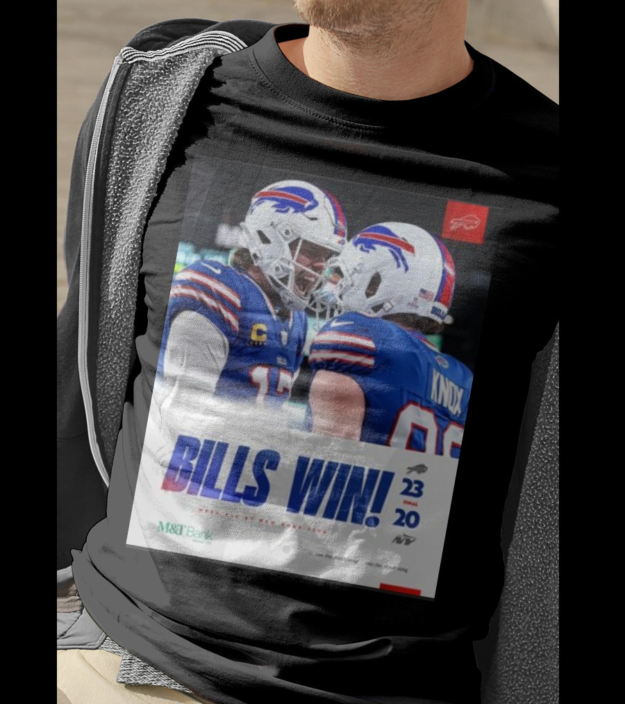 Bills Win 23-20 New York Jets NFL Victory Knox M&T Bank T-Shirt