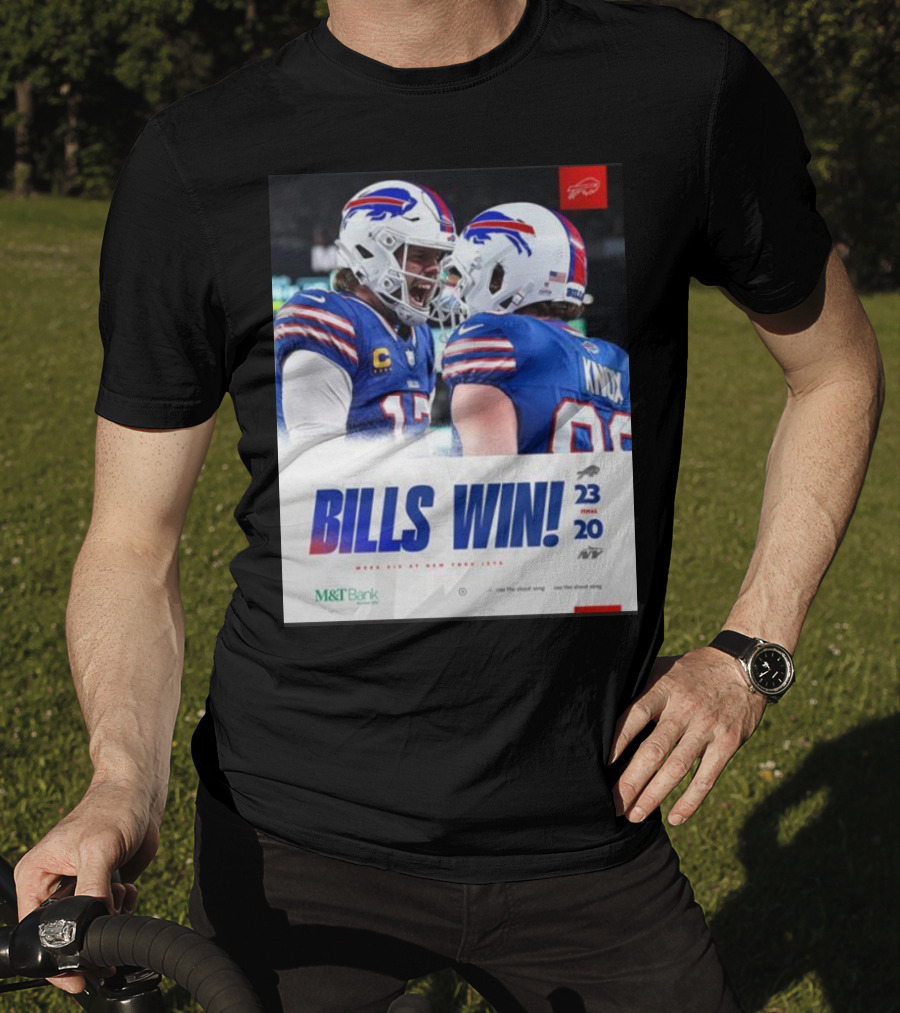 Bills Win 23-20 New York Jets NFL Victory Knox M&T Bank T-Shirt