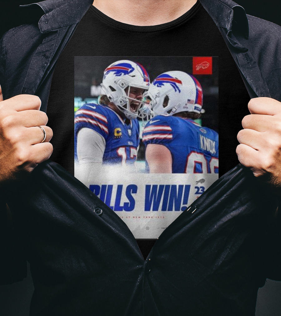 Bills Win 23-20 New York Jets NFL Victory Knox M&T Bank T-Shirt