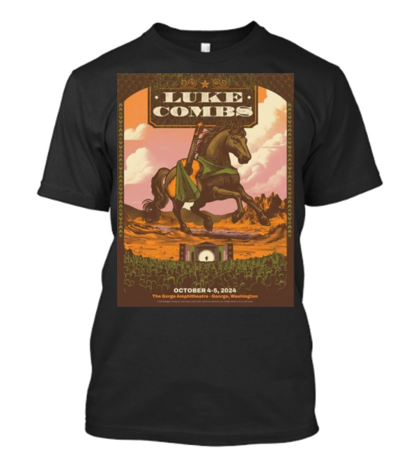 Luke Combs October 4-5 2024 Gorge Amphitheatre George Washington Tour Poster Horse And Guitar T-Shirt
