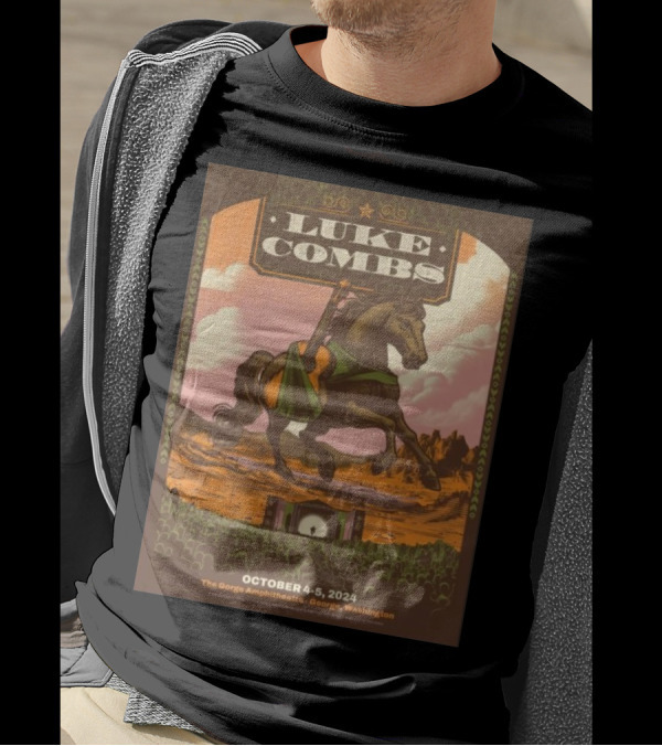 Luke Combs October 4-5 2024 Gorge Amphitheatre George Washington Tour Poster Horse And Guitar T-Shirt