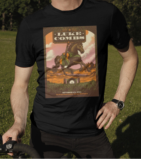 Luke Combs October 4-5 2024 Gorge Amphitheatre George Washington Tour Poster Horse And Guitar T-Shirt