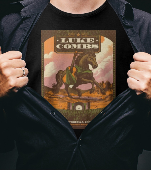 Luke Combs October 4-5 2024 Gorge Amphitheatre George Washington Tour Poster Horse And Guitar T-Shirt