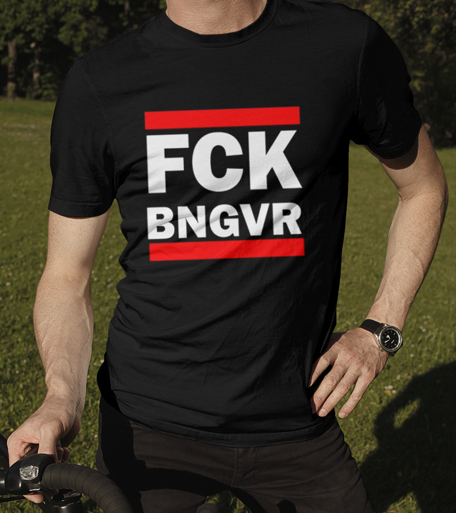 Nadav Oz Salzberger FCK BNGVR Bold Red And White Block Text T-Shirt