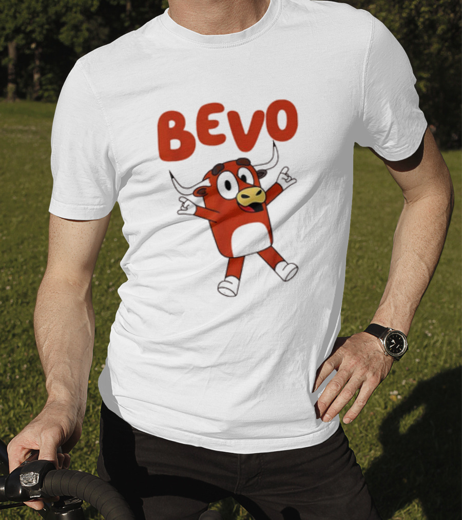 Bevo Cartoon Longhorn Bull Character Funny T-Shirt