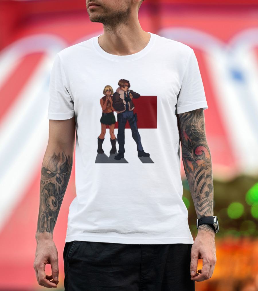 Resident Evil Leon and Ashley Anime Style Duo T-Shirt