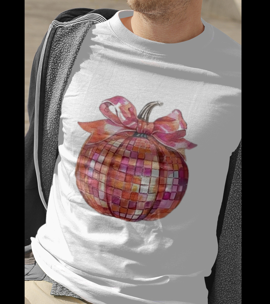 Retro Coquette Mosaic Bow Pumpkin T-Shirt